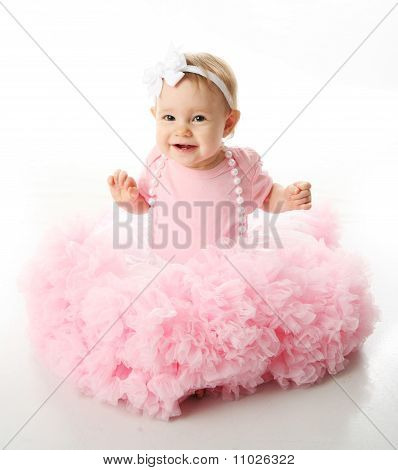 baby girl wearing pettiskirt tutu and pearls poster id 11026322