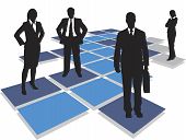 image of business people  - business people standing on tiles vector drawing - JPG 