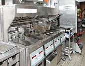 picture of restaurant  - Deep fryer with oil on restaurant kitchen - JPG 