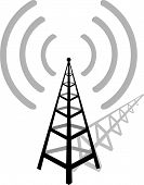 image of illustration  - Wireless communication tower with waves - JPG 
