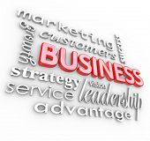 picture of leadership  - The word Business surrounded by management and organization concepts such as leadership - JPG 