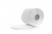 stock photo of roll  - Roll Of Toilet Paper Isolated Over A White Background - JPG 