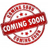 stock photo of art  - Vector red stamp coming soon isolated on white background - JPG 