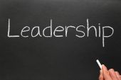 stock photo of leadership  - Writing the word leadership on a blackboard - JPG 