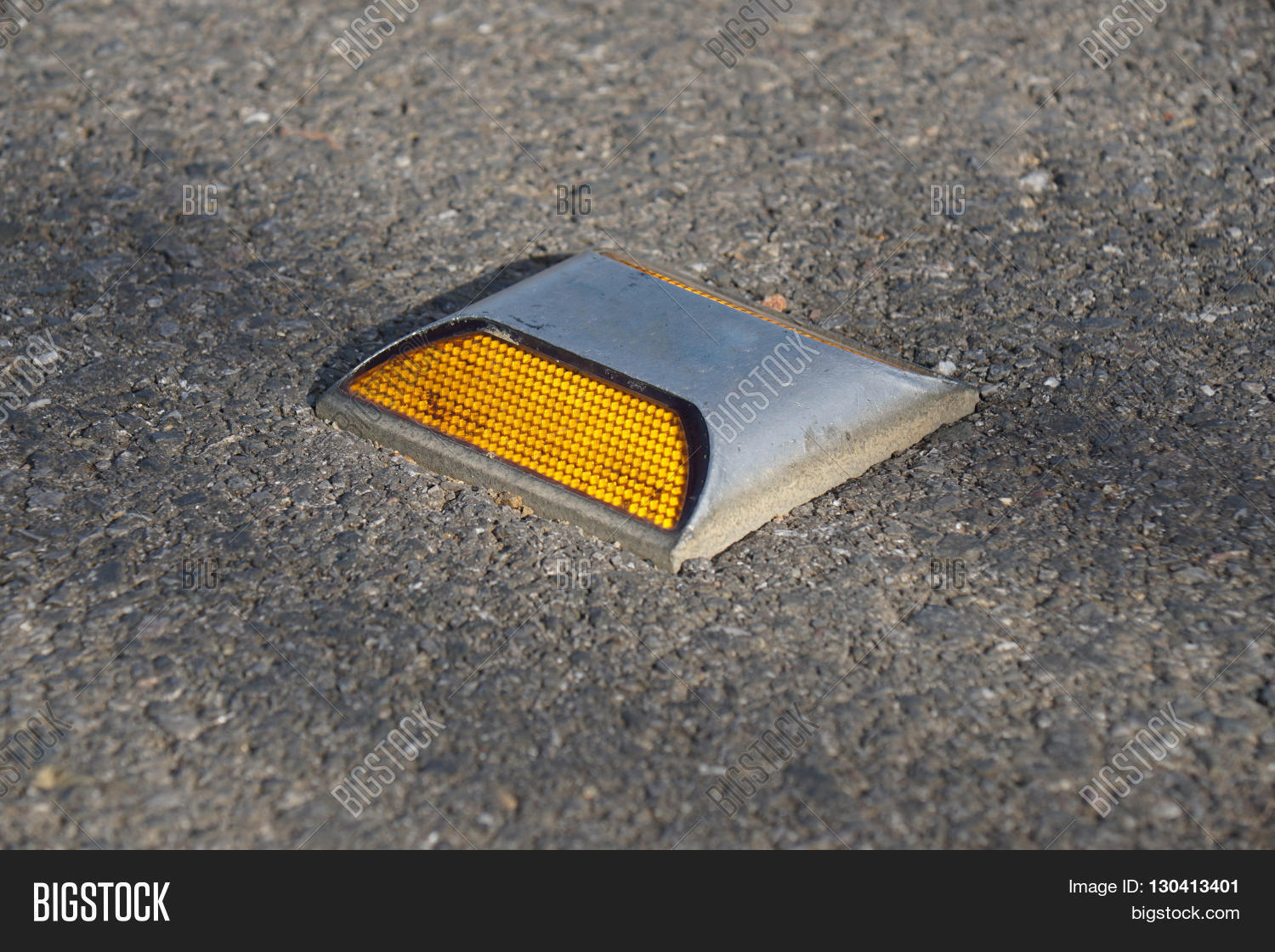 Metal Road Stud Yellow Reflector On Image & Photo Bigstock