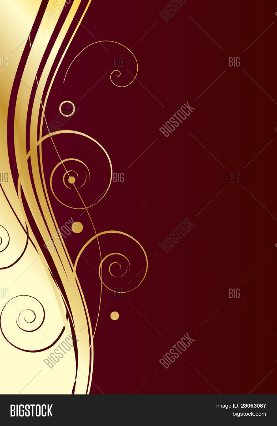 Gold Swirls On Dark Red Background Image & Photo Bigstock