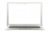 picture of mac  - Modern popular laptop thin and light with clipping path and white screen isolated on a white background - JPG 
