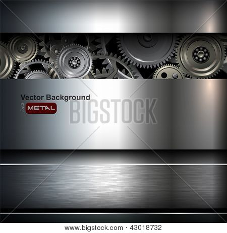 Picture or Photo of Background metallic with technology gears, vector illustration.