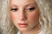 pic of facial  - Crying woman beautiful face with tear drops facial expression pain and grief concept - JPG 