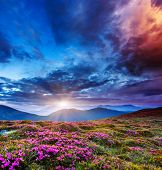picture of nature  - Majestic sunset in the mountains landscape - JPG 