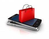 foto of business concept  - Mobile phone with shopping bag - JPG 