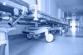 image of transportation  - long corridor in hospital with surgical transport - JPG 