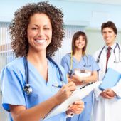 foto of medical doctors  - Smiling medical people with stethoscopes - JPG 