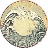 foto of waves  - Decorative background in a retro style with waves - JPG 