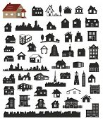 stock photo of buildings  - vector collection of various buildings - JPG 