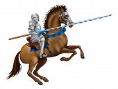 picture of horse  - Drawing of a jousting knight in armour on horse back - JPG 