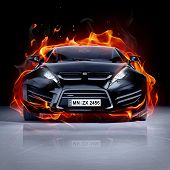 foto of sports  - Fire car on ice - JPG 