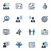 stock photo of web  - Set of 16 employment and business icons - JPG 
