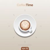 picture of time  - Coffee cup top view vector - JPG 