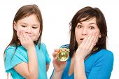 picture of time  - Little girl and her mother are anxious about time - JPG 