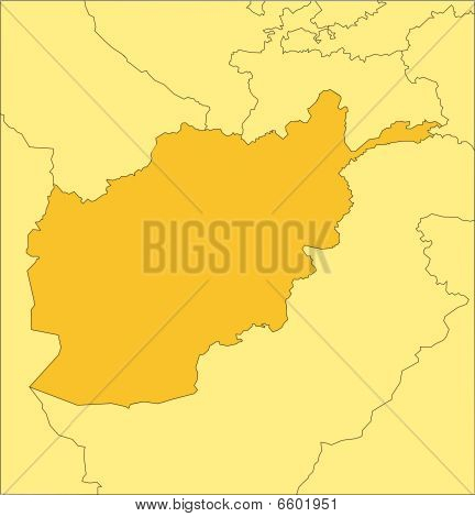 Afghanistan with Surrounding Countries. Afghanistan, editable vector map broken down by administrative districts includes surrounding countries, in color,