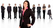 picture of business people  - business team with a businesswoman leading it  - JPG 