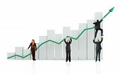 stock photo of shareholders  - group of business people with a chart representing growth and success  - JPG 