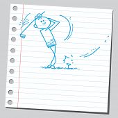 pic of golfer  - Hand drawn golfer striking a golf ball - JPG 