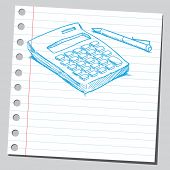stock photo of currency  - Sketch style vector illustration of a calculator and pen - JPG 