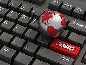 picture of globe  - special red connect button on a keyboard with globe  - JPG 