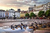 image of square  - Panorama of Rossio Square in old downtown Lisbon - JPG 
