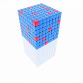 image of puzzel  - Multiple layer blue cube with few different parts - JPG 