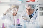 stock photo of science  - science and research biology chemistry and medicine  young people couple in bright modern  lab - JPG 