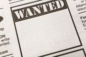 picture of newspaper  - newspaper Wanted ad Employment concept close up shot - JPG 
