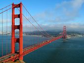 stock photo of golden gate bridge  - the golden gate bridge in san francisco as the evening fog begins to roll in - JPG 