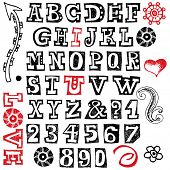 picture of drawn  - hand drawn alphabet isolated on white background - JPG 