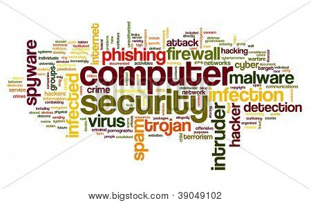 Picture or Photo of Computer security concept in word tag cloud on white background