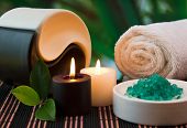 stock photo of nature  - tools and accessories for spa treatments and relaxation - JPG 