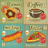 stock photo of food  - set of Retro Fast Food Menu Cards - JPG 