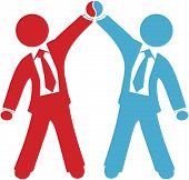 pic of merger  - Business people celebration of collaboration deal agreement merger or partnership success - JPG 