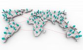 picture of map  - A global map showing the connections of people across many continents - JPG 