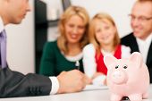 stock photo of money  - Family with their consultant  - JPG 