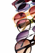stock photo of tint  - Different styles of tinted sunglasses on white background - JPG 