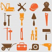 stock photo of construction worker  - Worker tools icons  - JPG 