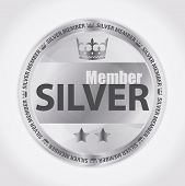 stock photo of member  - Badge with title silver member image of crown and two stars - JPG 