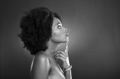 image of black  - african beauty black and white portrait - JPG 