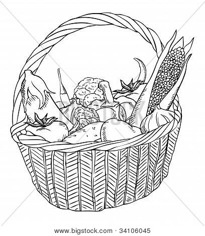 Canasta de frutas y vegetales para colorear - Imagui Canasta de frutas y vegetales para colorear - Imagui