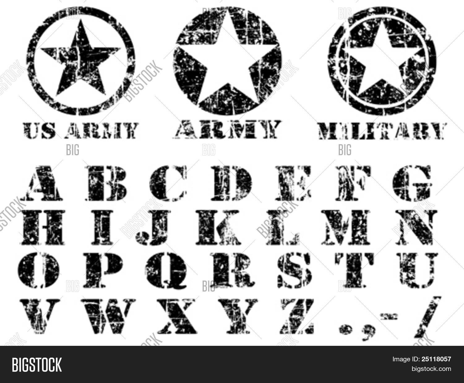 Vector Military Vintage Font Vector & Photo Bigstock