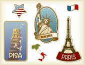 image of france  - collection of detailed vintage suitcase - JPG 