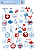stock photo of medical  - set of 40 simple medical icons and warning signs - JPG 